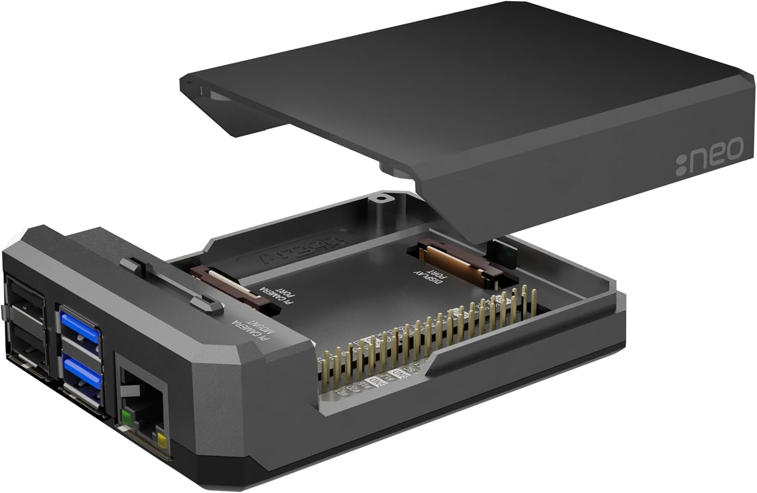Argon NEO Aluminum Case for Raspberry Pi 4 — Metal Pi 4 Case with Passive Cooling, Magnetic GPIO Lid, Fan HAT Ready, Compatible with Raspberry Pi 4 Model B 1GB/2GB/4GB/8GB