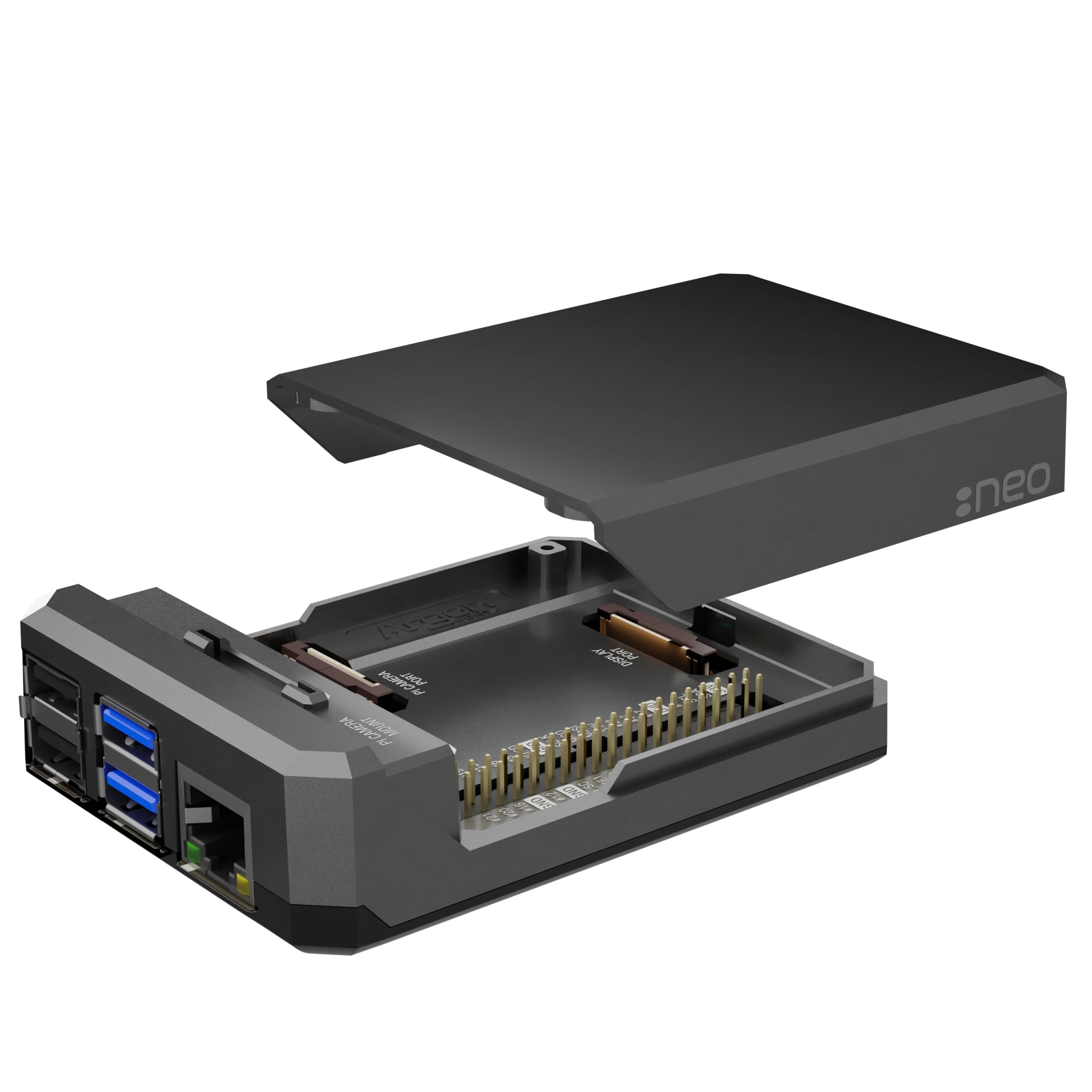 Argon NEO Raspberry Pi 4 Case | Progettato per GPIO e PoE Access, ventilatore, fotocamera e display LCD | Tutti gli involucri dissipatore di calore in alluminio