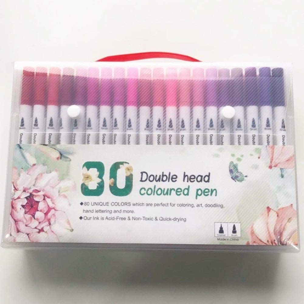 Wasserfarben-Stift 12/24/36/48/60/80/100 Tinte Farbiges Kunstmarker-Set Kalligrafie Doppelpinsel Zeichnen Malen Aquarellstift Schreibwaren 24 Farben (100 Farben) (80 Farben)