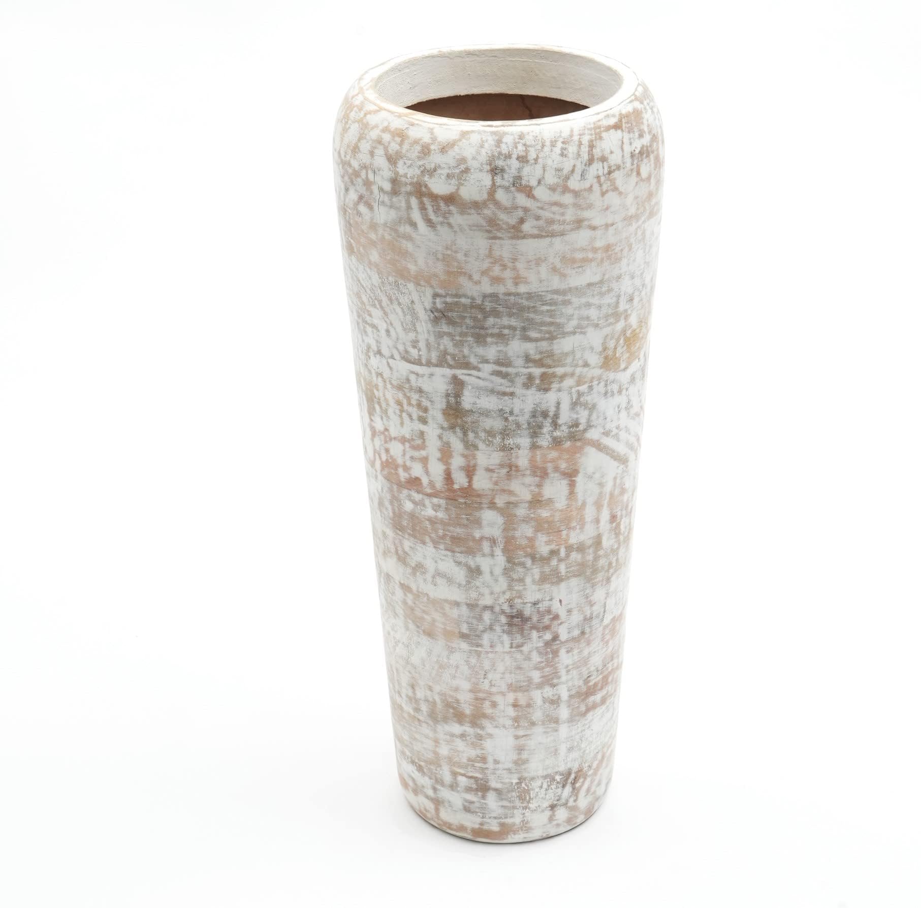 Designer Library- Ivory Handmade Wooden Flower Vase for Home Made by Mango Wood & Colour- Natural | Large Size - 6" X 15" inches (Pack of 1)-image-12