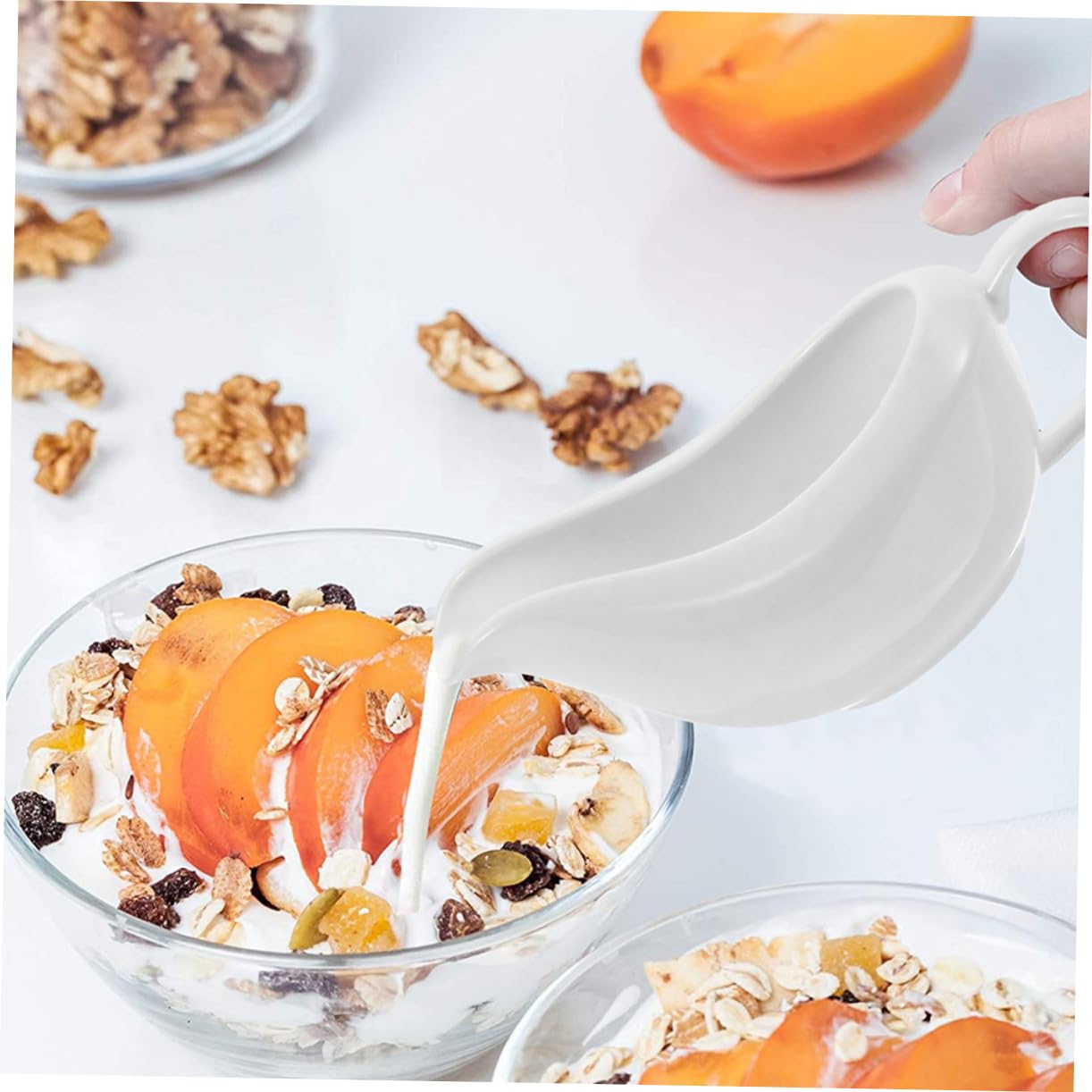 Ciieeo Restaurant Quality Sauce Container Porcelain Gravy Boat Sauce Cup Handle Drip-free Spout