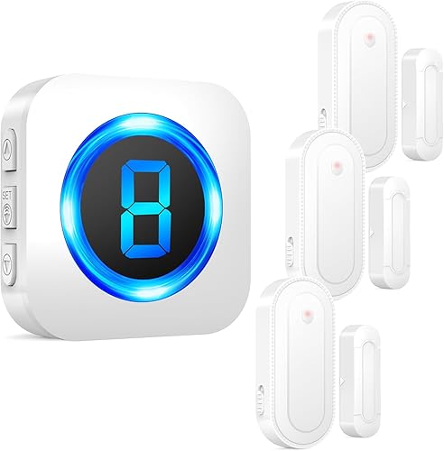 Miniatura 9 de SURFOU Sensor de puerta inalámbrico con sensor de alarma de timbre para oficina y hogar, alarma de ventana abierta para puerta, rango de
