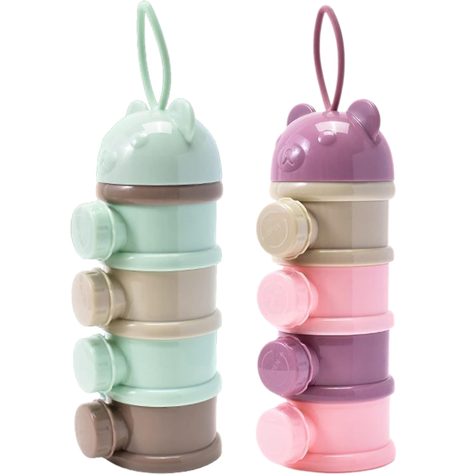 Dispensador de polvo para bebés, contenedor de fórmula para bebés apilable 3x9 con 4 compartimentos, dispensador de leche de bebé de uso múltiple práctico para almacenar bocadillos, leche en polvo, m