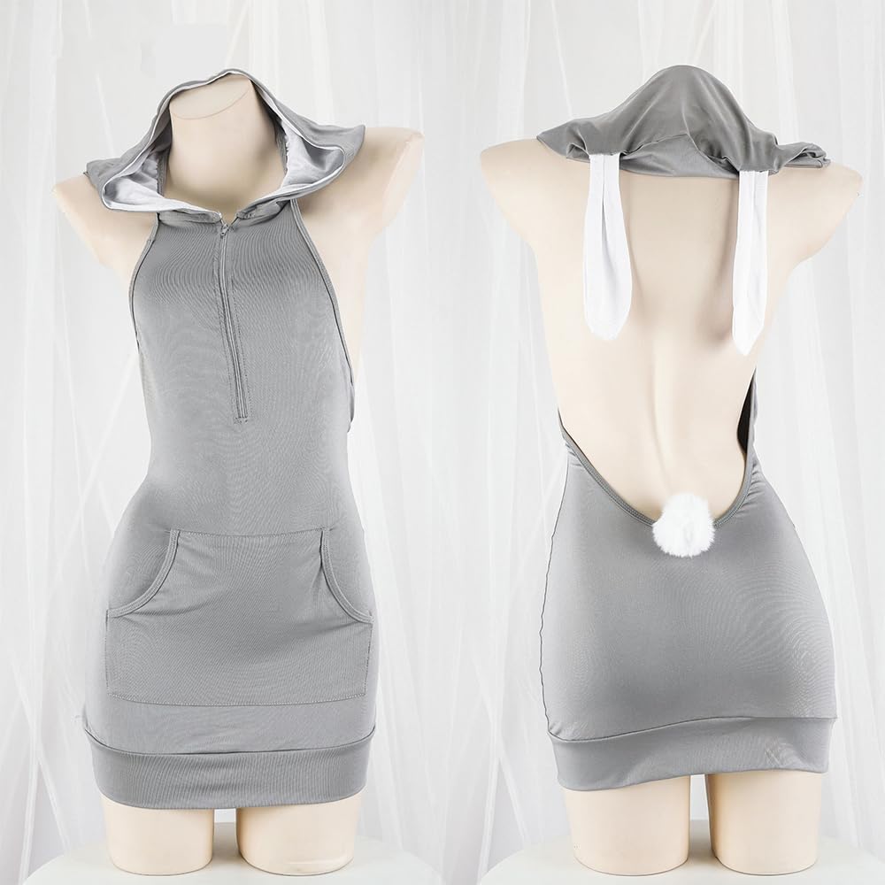 Women's sexy cosplay tight fitting anime cute jumpsuit anime Japanese cute lingerie with hat anchor performance suit: Grey1