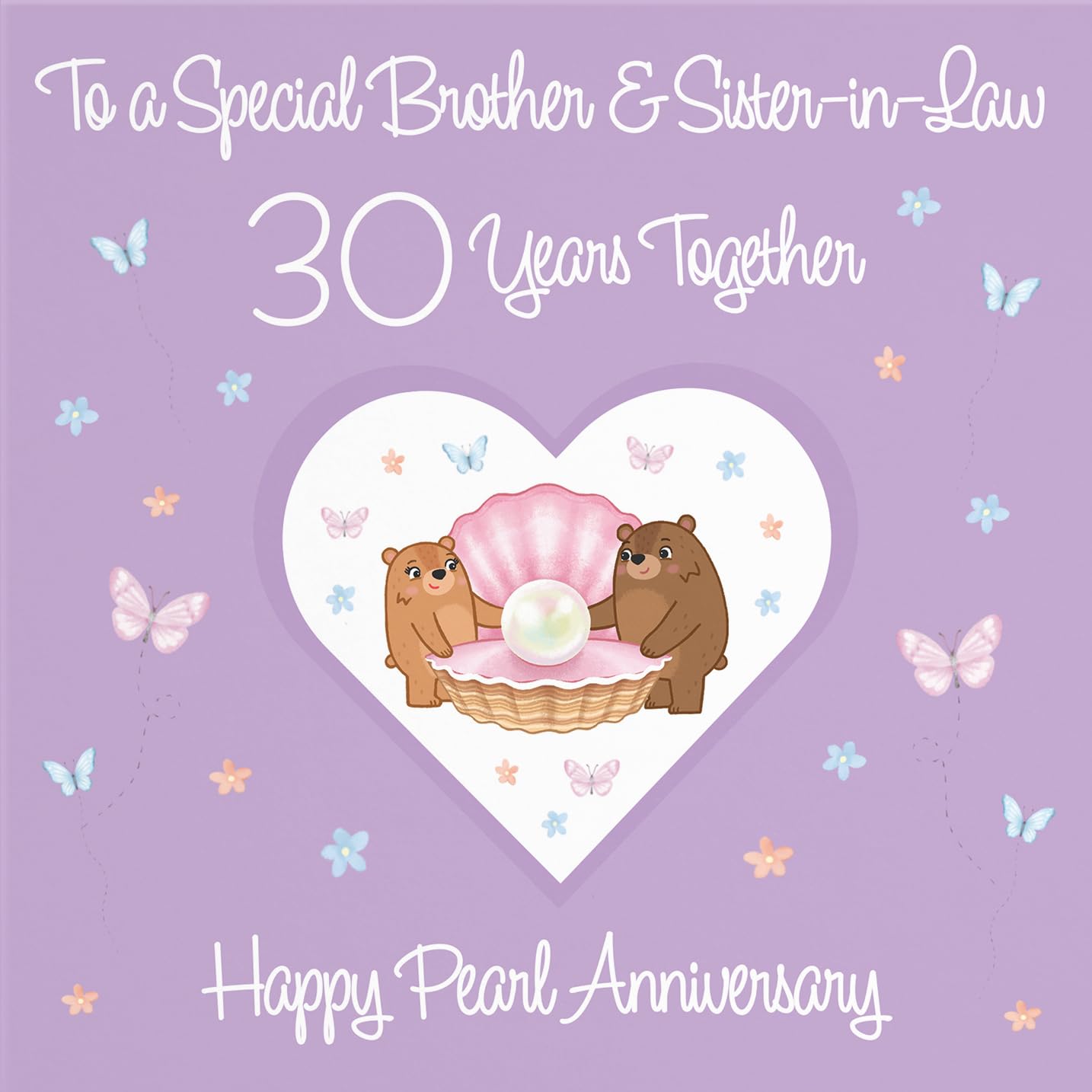 Hunts England, Brother & Sister-in-Law 30th Anniversary Card, 30 Years, Pearl Anniversary, Romantic Meadows, Fun Card - Image 2