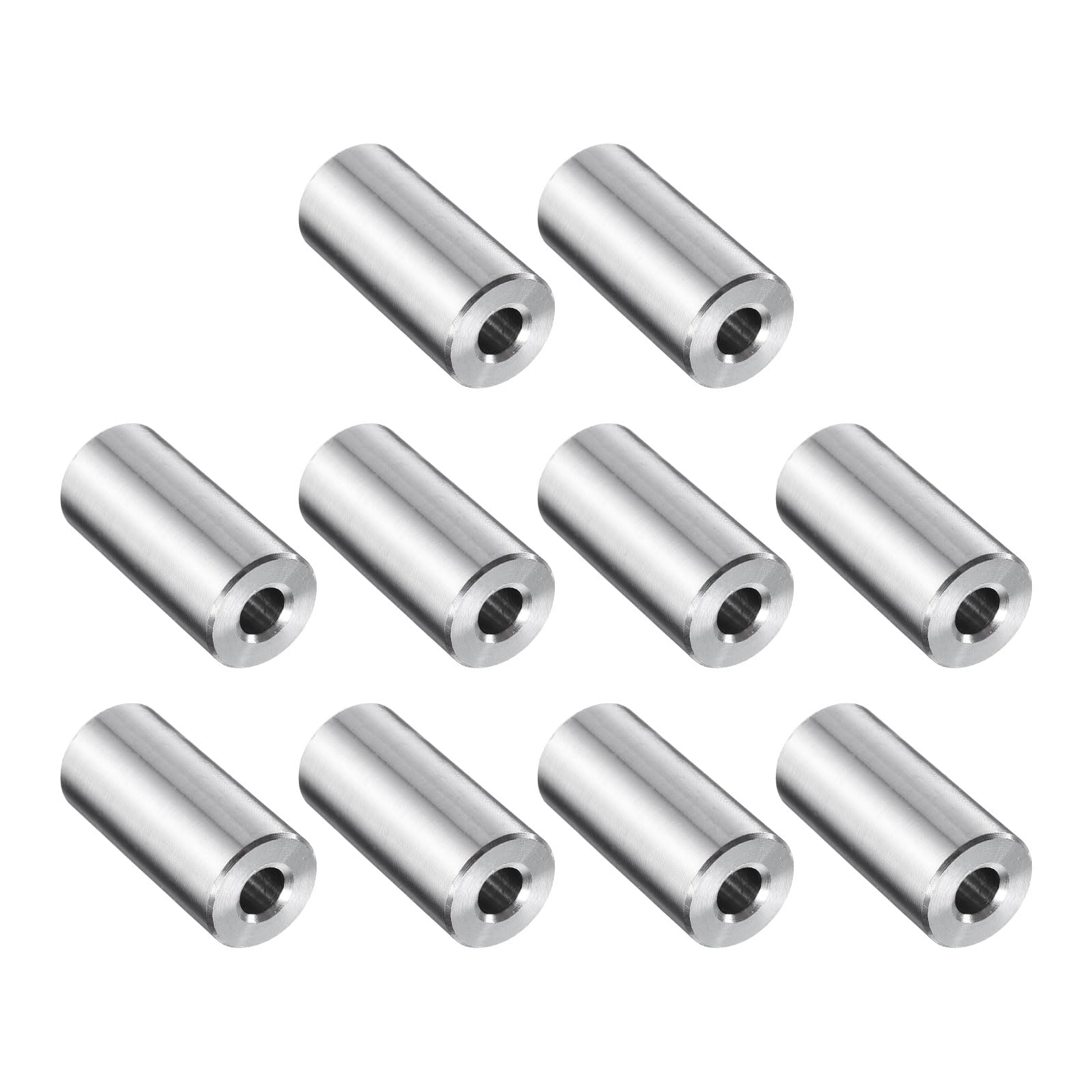 uxcell 10 Pcs Stainless Steel Spacer 1/4" Bore x 5/8" OD x 1-7/16" Length Screw Bushing Plain Finish Round Metal Spacer for 1/4" Screws Bolts and Rods