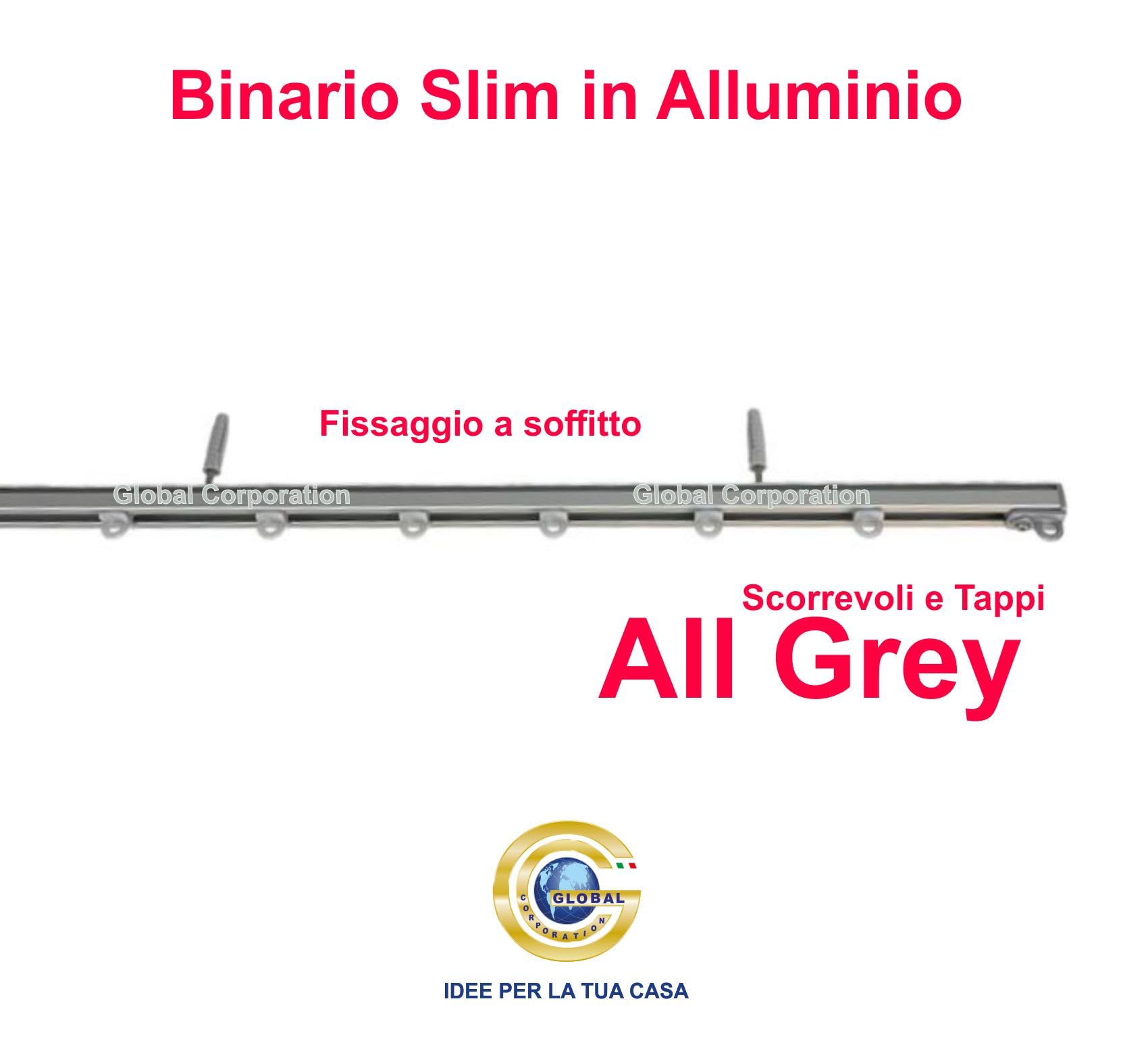 Binario per tende a soffitto in alluminio bianco nero argento con scorrevoli da interno bastone per tendaggi tenda su misura moderni scorrimento movimento manuale strappo zineffa (320 cm, NERO)