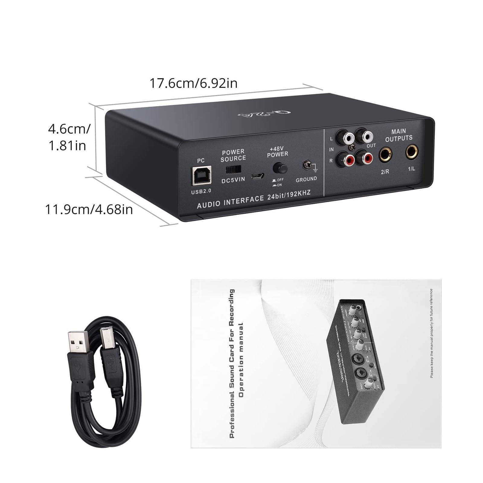 Mikser dźwięku, Q24 Uniwersalny profesjonalny interfejs USB Komputerowy aranżer Karta dźwiękowa z monitorem Elektryczna gitara Nagrywanie na żywo
