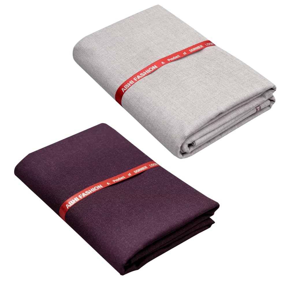 Abhi Fashion Men's Stylish Cotton Feel Formal Unstitched Combo Trouser Fabric For Men (Pack Of 2)-picture-32