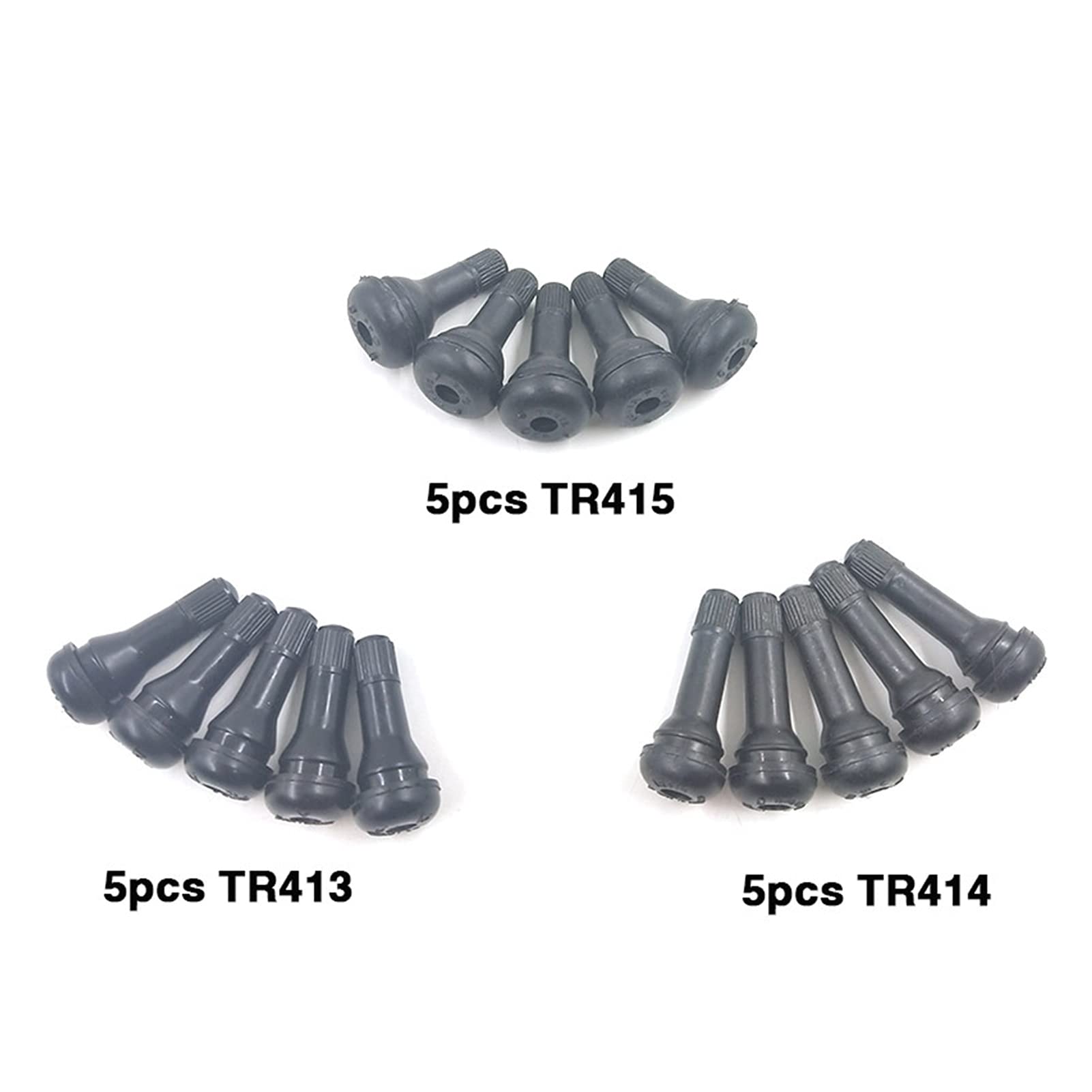 yaoqijie (15pcs/Pack)TR413 TR414 TR415.Snap-in Gomma Della Valvola Dei Pneumatici Snap-in Breve Gomma Nera La Chiave Del Nucleo Della Valvola Nessuna Valvola Interna Della Gomma Disassemblo lasting