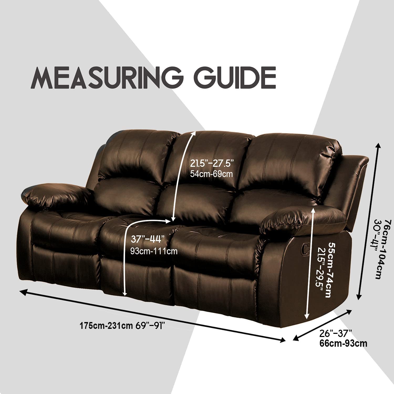 Honeyhouse Funda de sofá Relax de 3 plazas, Funda de sillón reclinable de Terciopelo Extensible de 8 Piezas, Funda para sofá Relax de 3 plazas con Bolsillo Lateral Antideslizante, Lavable