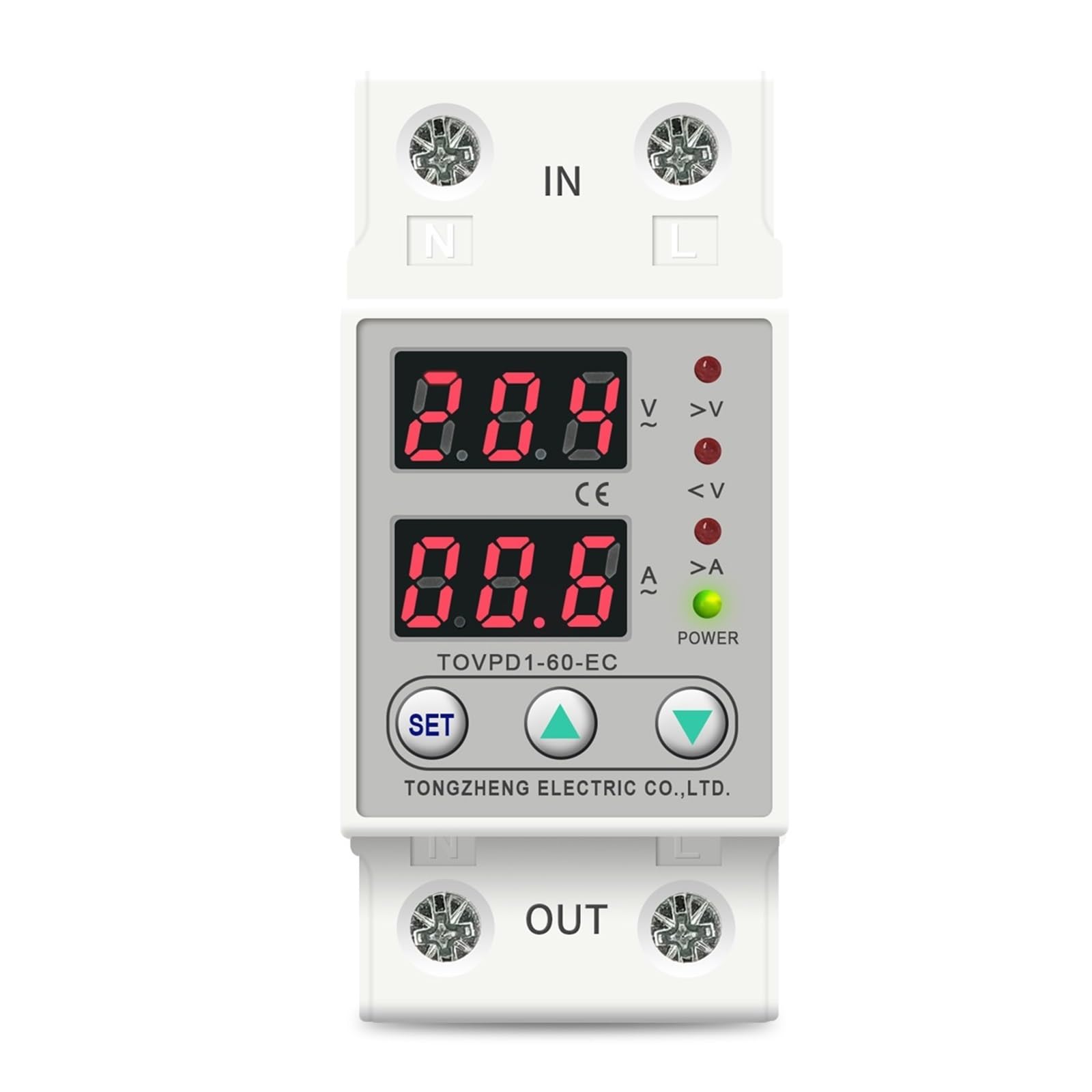 YFHGULBTK Din Rail 60A 230V Adjustable Over Voltage and Under Protective Device Protector Relay TOVPD1-63 1Pcs(60A)