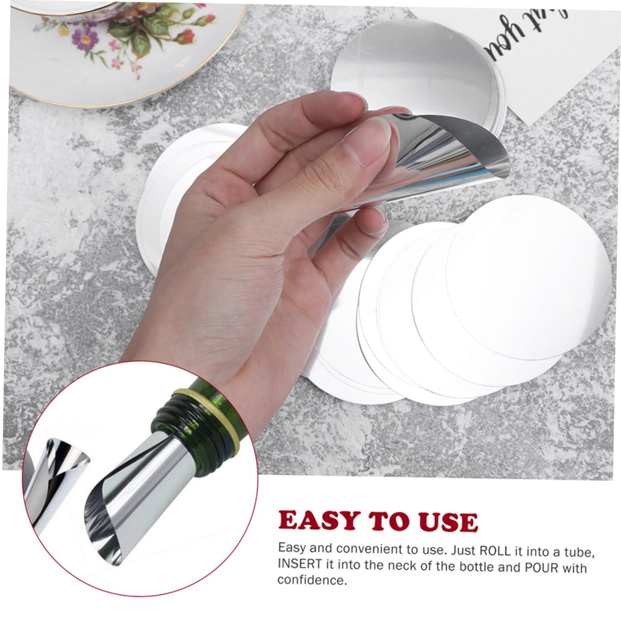 Cabilock 24Pcs Aluminum Foil Reusable Wine Pouring Tools for Home Professional Use Easy to Clean Accessories