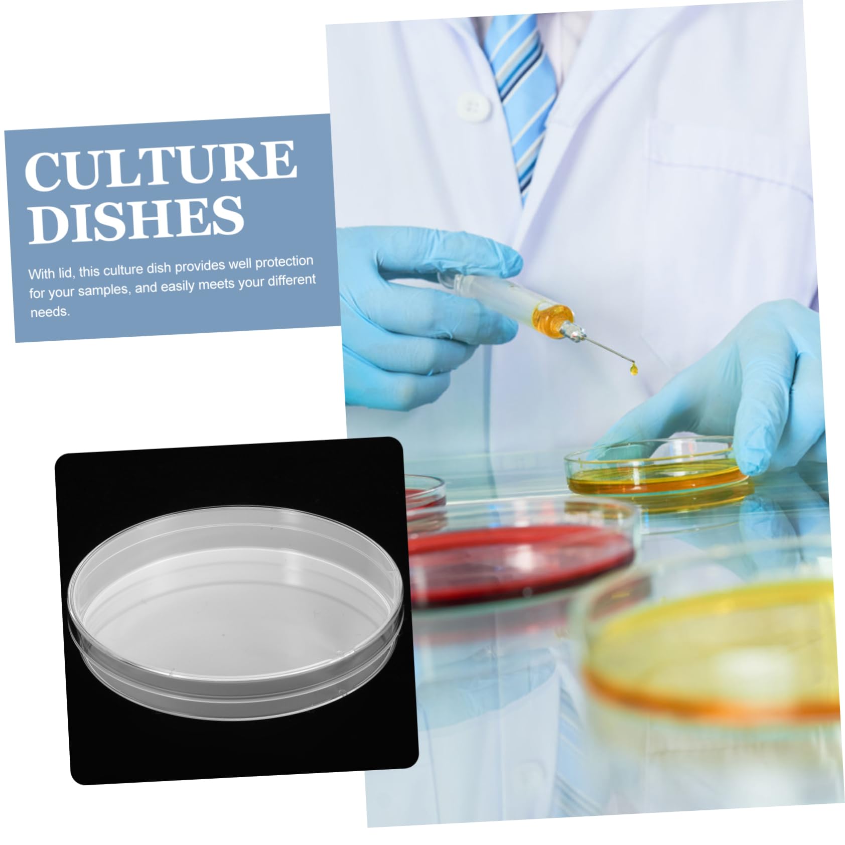 10pcs Square Petri Dish Cell Dish Agar Plates Borosilicate Petri Dishes Tissue Culture Plate Culture Tray Agar Dish Culture Holder with Lid Culture Holder Round Plastic Transparent COSMEVIVI