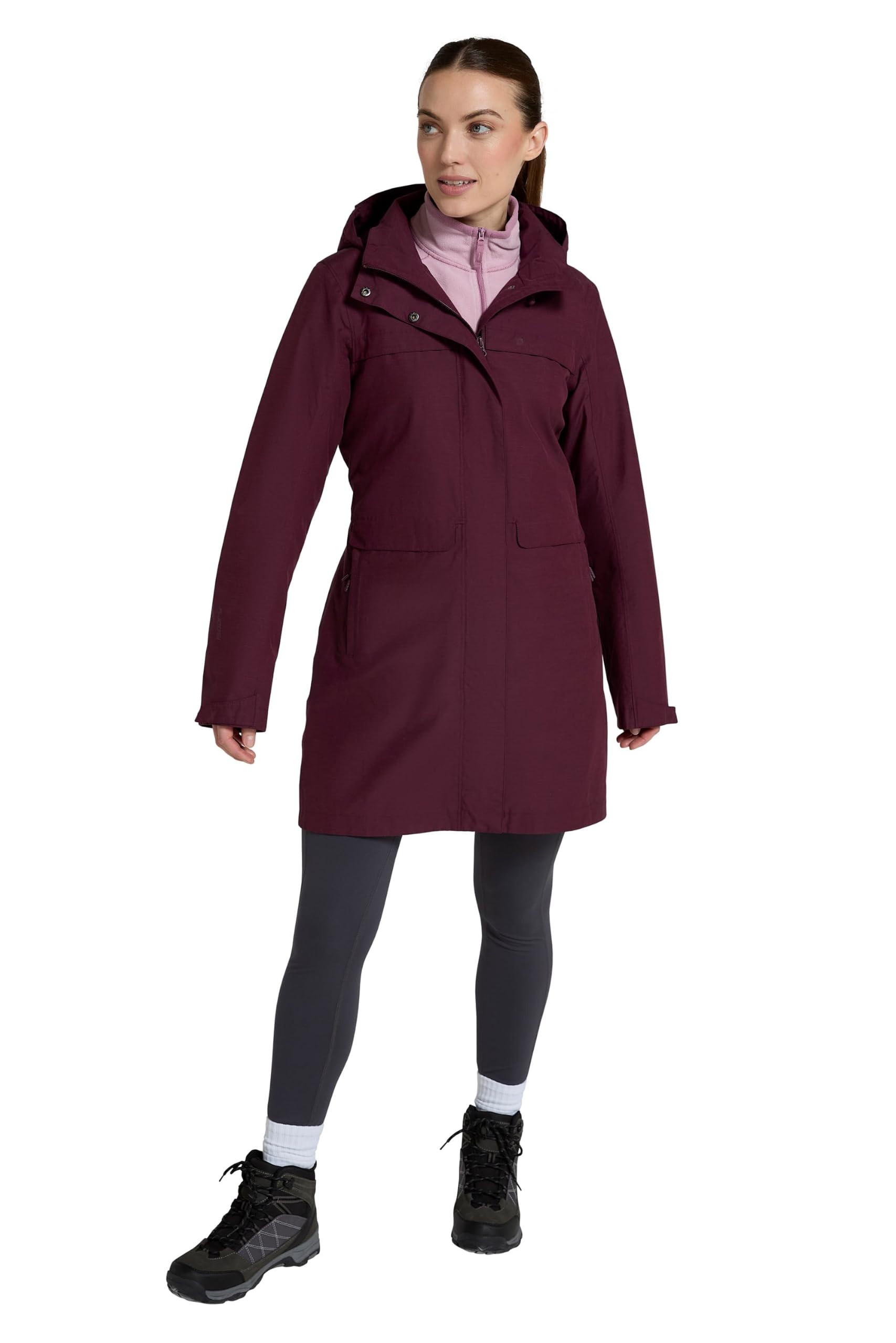 Mountain Warehouse Cloud Burst texturierte Damenjacke – wasserdichte Regenjacke, verstellbare Kapuze – ideal für draußen, im Fitnessstudio, Reisen, Frühling, Sommer
