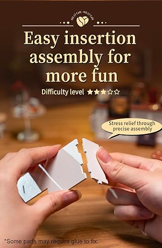Miniatura 9 de Rowood Rompecabezas de madera 3D para adultos, kits de casa de muñecas en miniatura, paquete de café n. 17, noria de cumpleaños