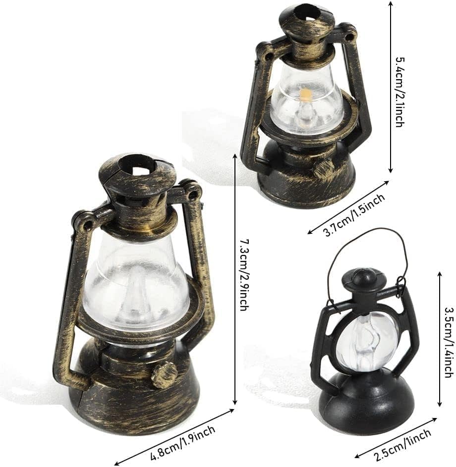Miniature Lamps, Retro Oil Lantern Scene Ornaments Dollhouse Miniature Scene Model Hurricane Lantern Kerosene Lamp Furniture Decoration