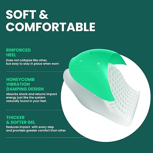 Miniatura 4 de Welnove Taloneras para dolor de talón, cojín de talón de gel resistente para antigolpes, fascitis plantar, alivio del dolor de talón, tendinitis de