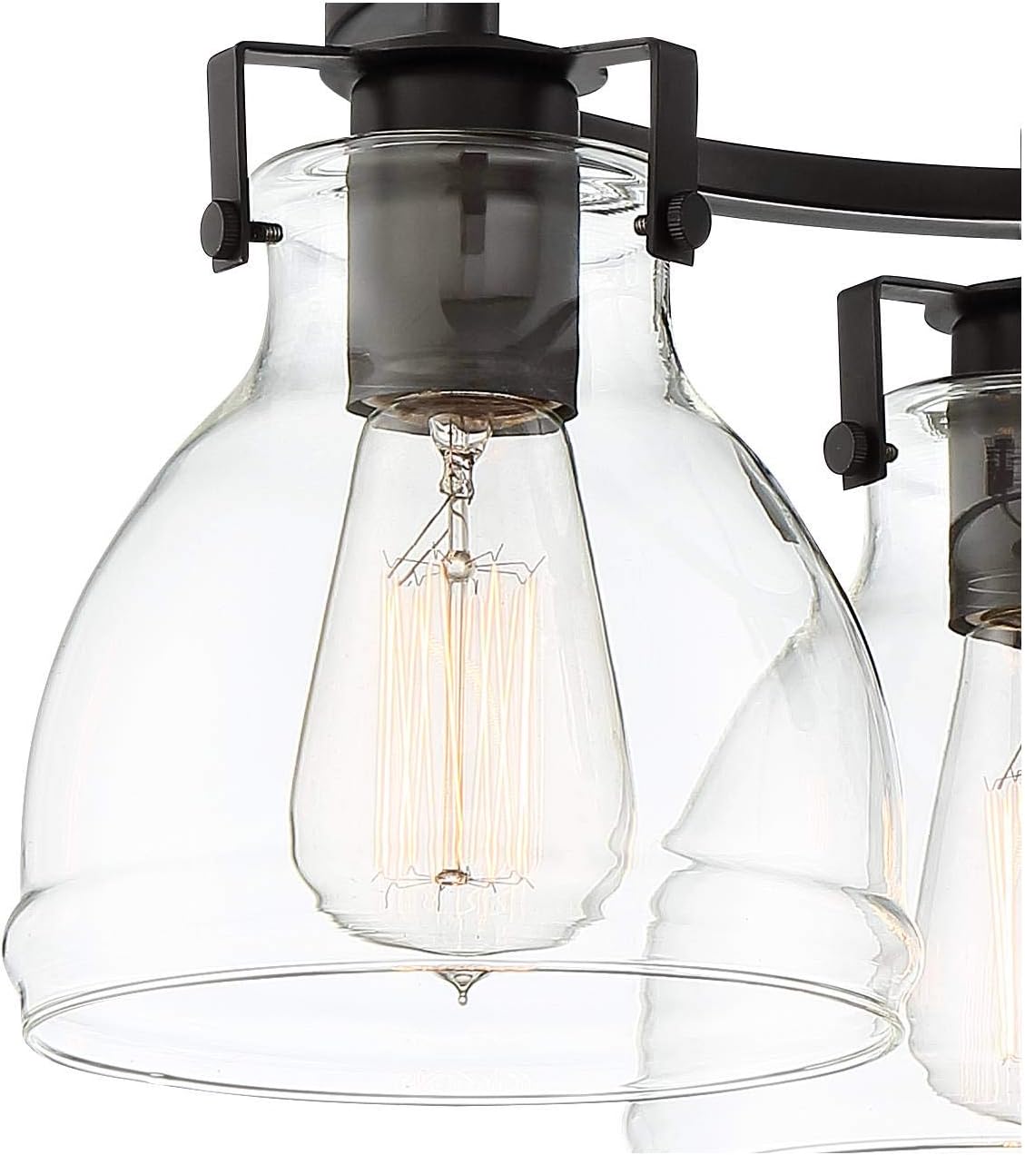 Possini Euro Design Bellis Industrial Rustic Farmhouse Ceiling Light Semi Flush-Mount Fixture 14 1/2" Wide Bronze 3-Light Clear Glass Shade for Bedroom Kitchen Living Room Hallway Dining Room House