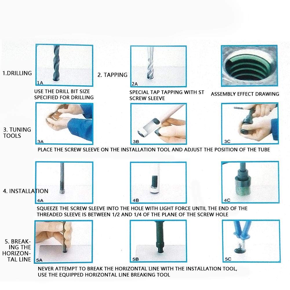 Kit di riparazione filettatura 1/4-20unc + manicotto a vite 12 pezzi