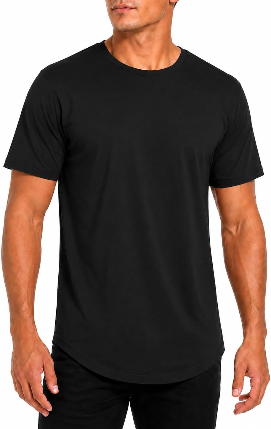 Hat and Beyond Mens Hipster Curve Hem Droptail Tee Premium Longline T Shirts image 2