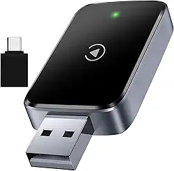 Adaptador CarPlay 2 em 1 e automotivo para Android/iPhone, adaptador Apple CarPlay com fio para sem fio, tamanho com USB/Tipo-C, controle estável e sem atraso.