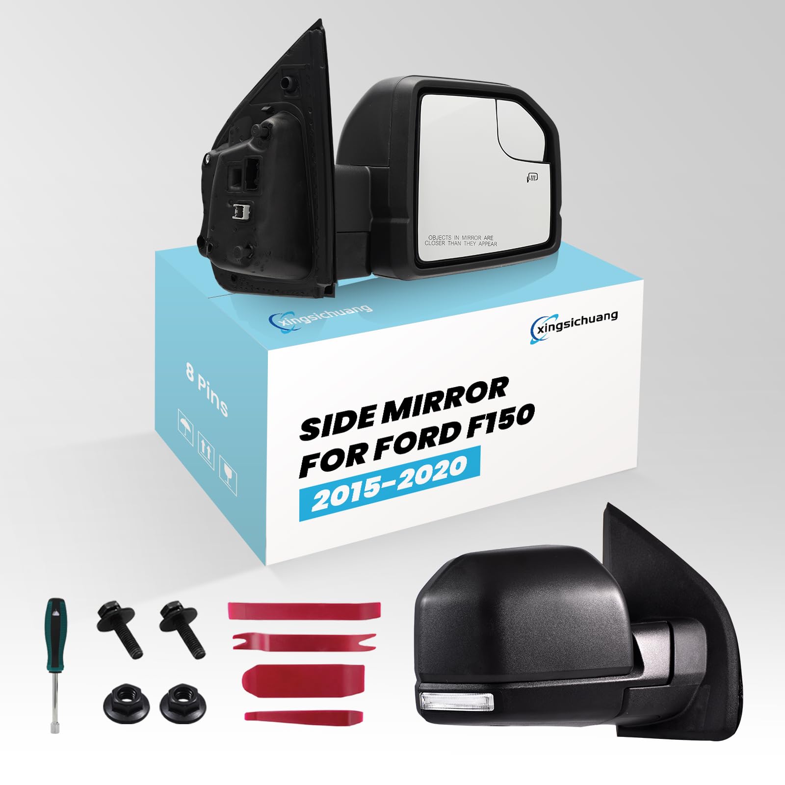 (8 Pins) Right Passenger Side Mirror For 2015-2020 Ford F150