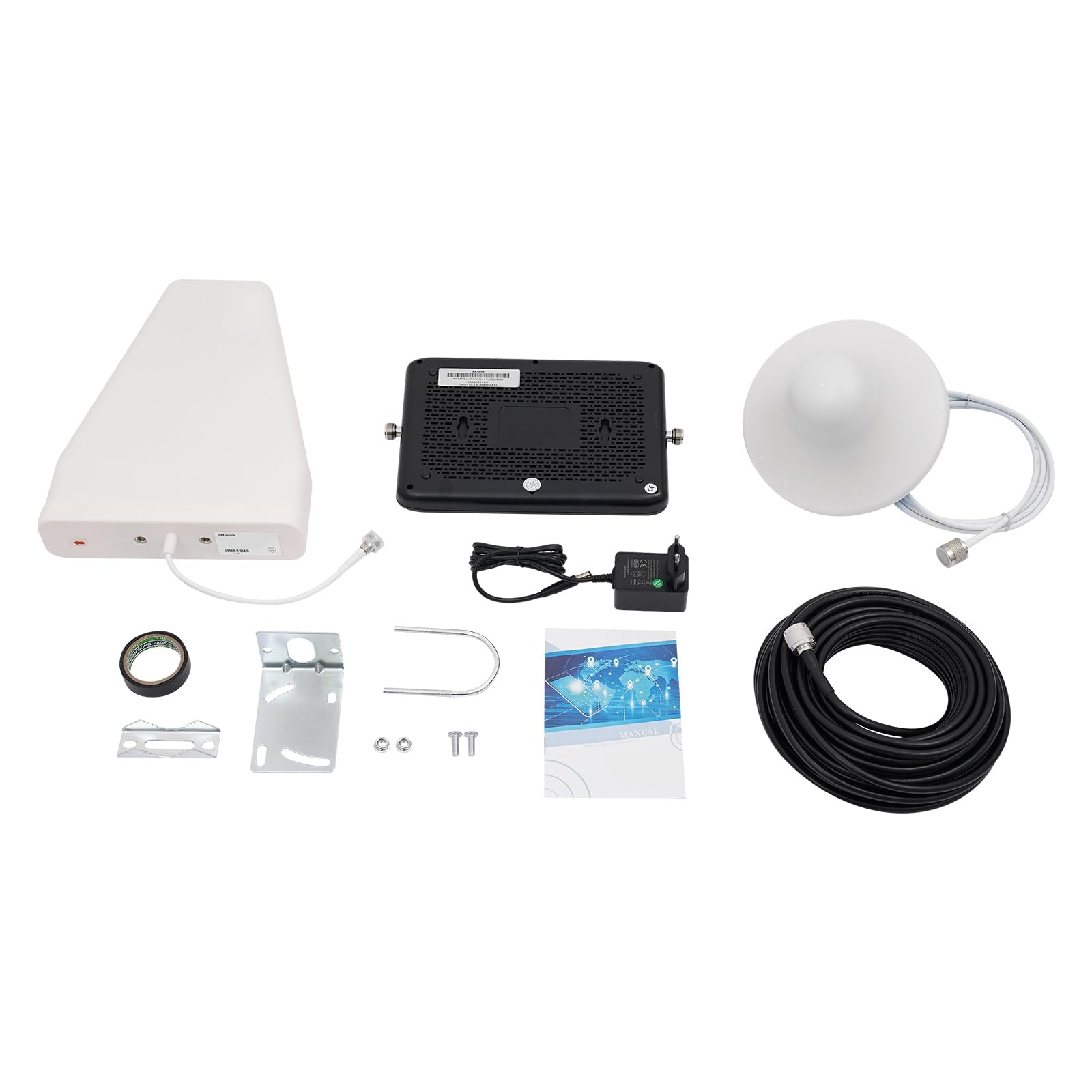 Amplificatore di segnale per cellulare, 66 dB, 372 m², 2G, 3G, 4G, 5G (nero) | Controllo intelligente AGC, montaggio a parete, con accessori completi, alloggiamento in PVC e ABS robusto