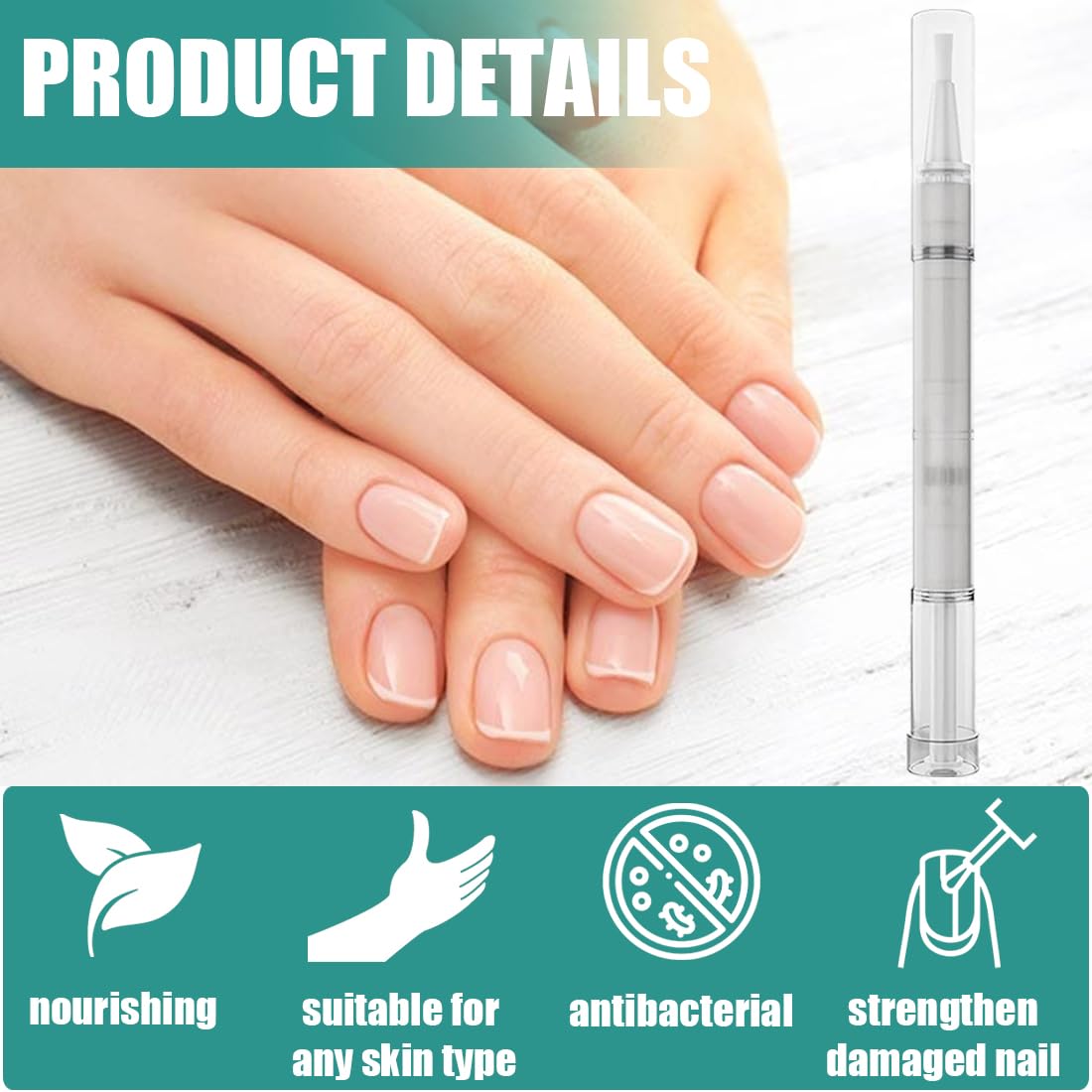 Nail Care Pen - Penna per unghie e unghie dei piedi curate, arricchita con olio di tea tree, vitamina E e aloe vera (2 pezzi)