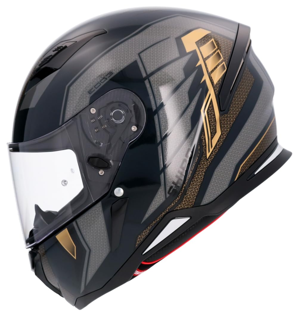 Shiro Helmets Casco Hunter Edge Negro y Dorado Totalmente Homologado (XL 61/62)