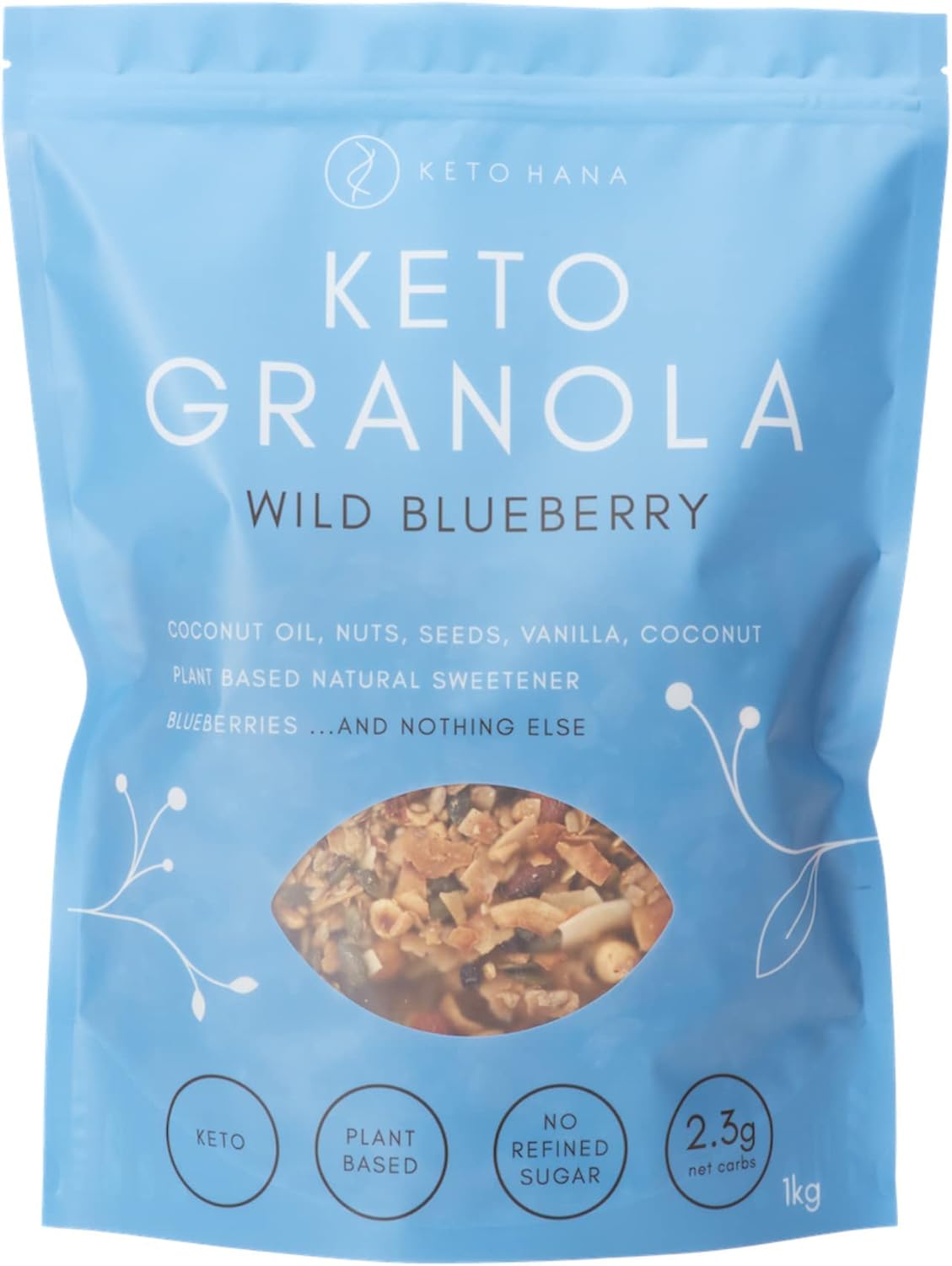Keto Hana Wild Blueberry Keto Granola Keto Diet Vegan Grain Free Dairy