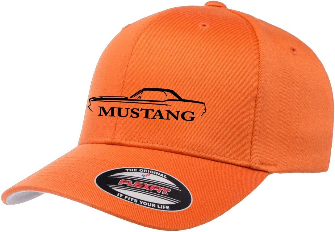 1967 1968 Ford Mustang Hardtop Outline Design Athletic Baseball Fitted Hat Cap