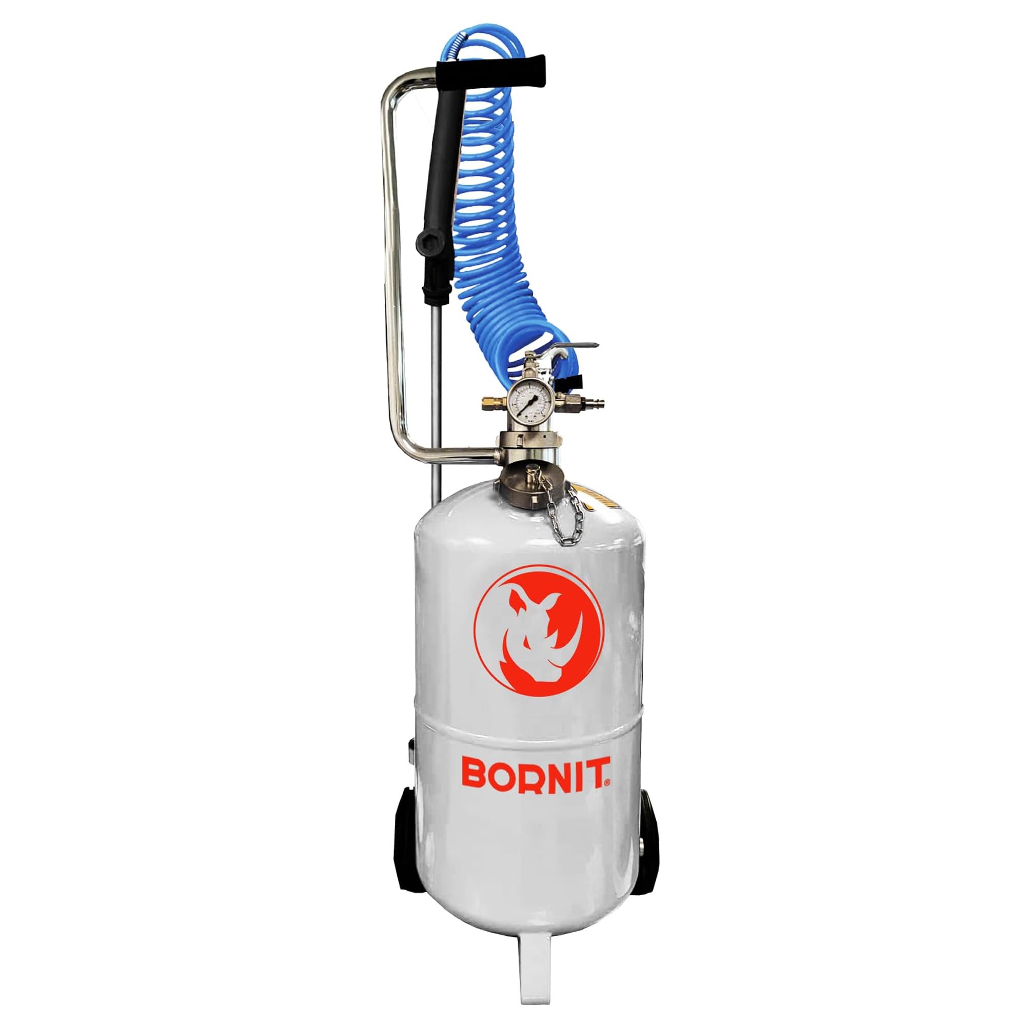 BORNIT Profi Haftkleber Spritze, Sprühen von Bitumenemulsion[ca.90m²/Fllg.] | 5m Spiralschlauch Sprühflasche groß Drucksprüher spritzen Pumpsprühflasche Tiefbau Pumpsprüher