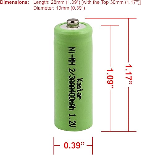 Miniatura 3 de Kastar Paquete de 4 baterías de repuesto NiMH de 2/3AAA 400mAh para luces solares, batería de luz solar para jardín, batería de repuesto Alpine