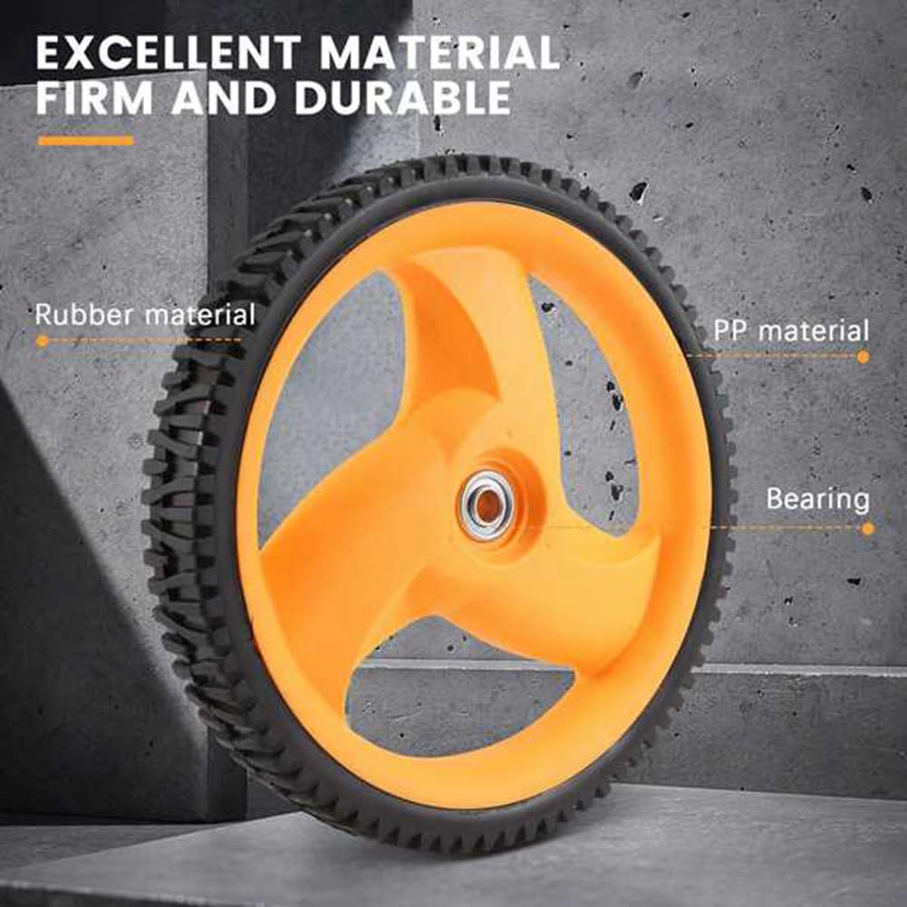 Ruedas traseras de 293 mm para cortacésped Husqvarna, Beelooom, Negro y amarillo, Caucho, 2 unidades