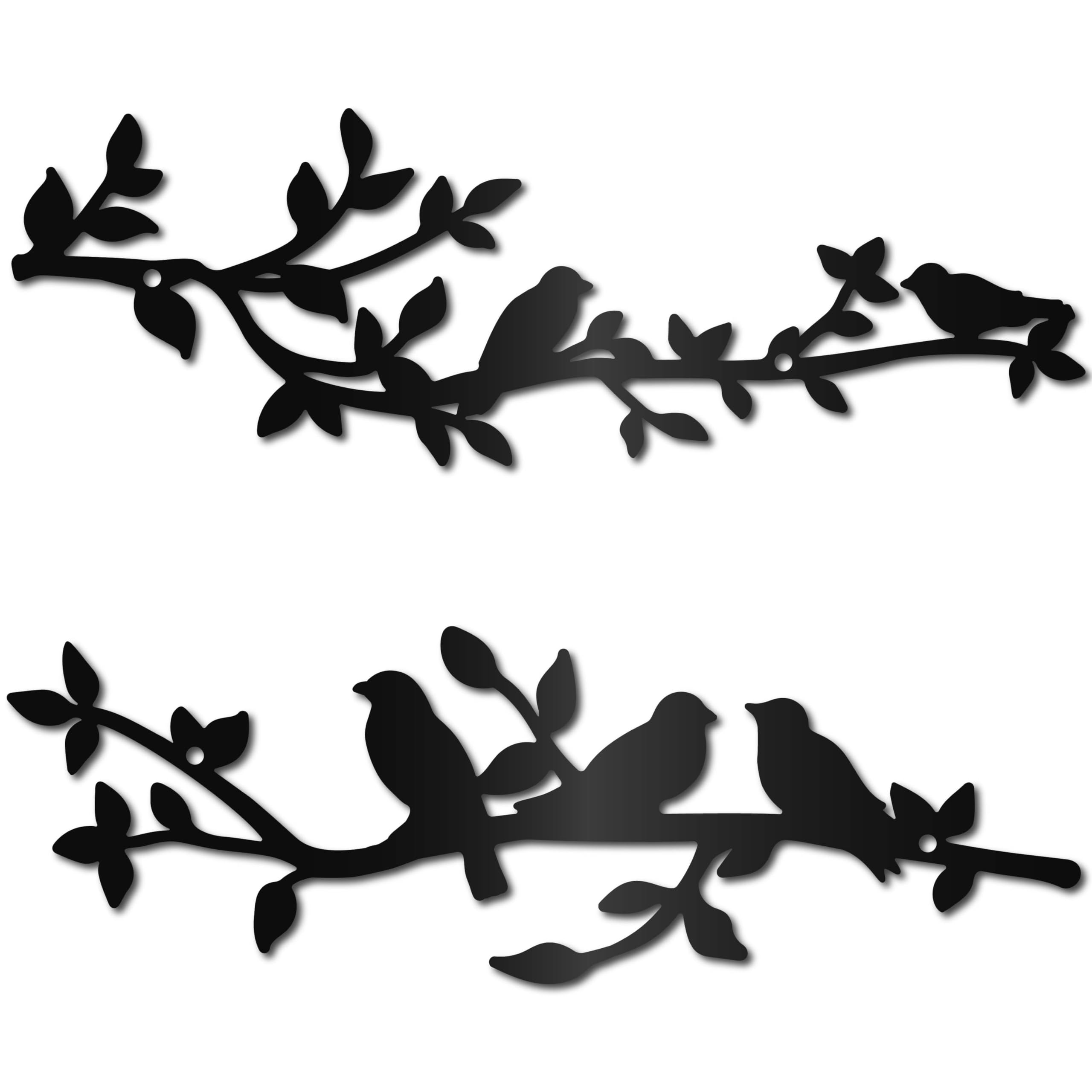 CREATCABIN 2 Pieza Decoración Pared Metal Pájaros,Pájaros En Rama,Vid,Olivo,Arte Rústico Negro para Colgar En Pared,Escultura para del Hogar,Cartel Balcón,Jardín,SaEstar,Interior Exterior,30x10cm