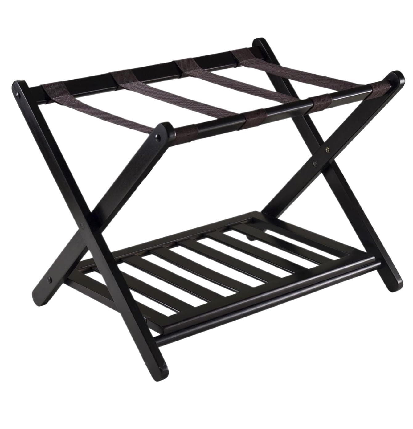 Porta Maletas Hogar Soporte Plegable De Bambú para Maleta con Estante Almacenamiento, para Equipaje para Habitación Hotel Y Invitados Portaequipajes Invitados