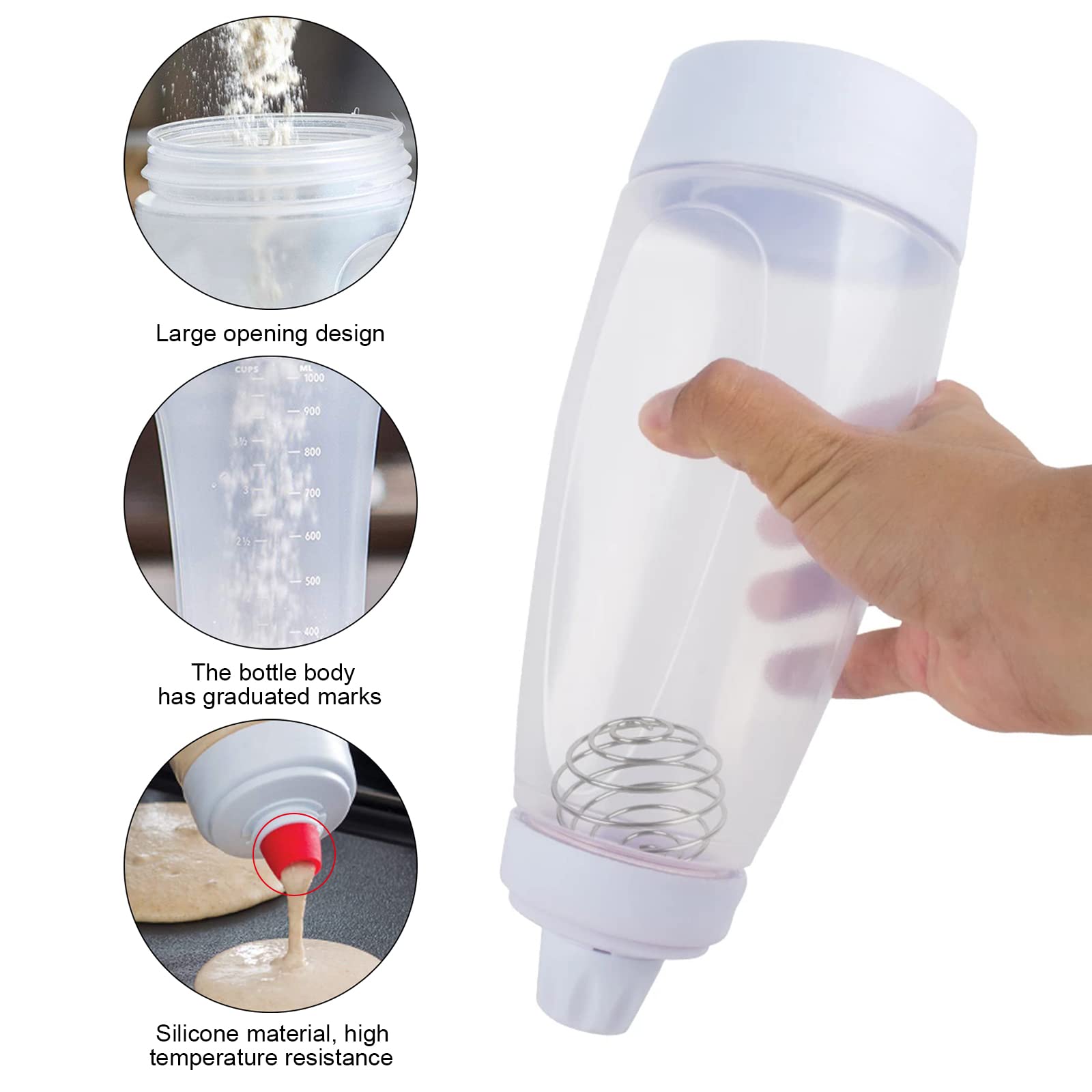 Dosatore Per Pastella 1000ml Con Sfera Di Agitazione - Perfetto Per Pancake, Waffle E Crêpe - Foto 3