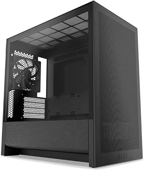 NZXT H3 Flow – Micro-ATX PC Case – Optimized Airflow – Includes 1 x 120mm Rear Fan – Supports Full-Sized GPUs – Fits 280mm Front, 240mm Top Radiator – Back-Connect Motherboard – Black
