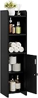 Lomojo Narrow Corner Bathroom Storage Cabinet with Adjustable Shelves - Freestanding Black Toilet Paper Organizer for Small Spaces