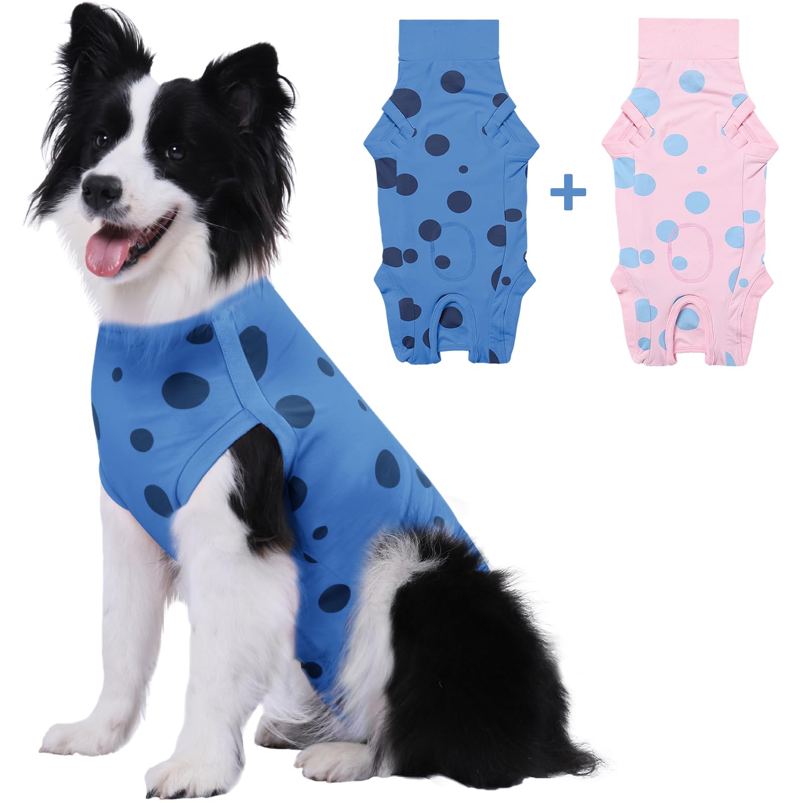 2-Pack Large Dog Surgery Recovery Suit Female/Male, Post Surgery Protective Wear with Pee Hole, Unisex Pet Surgical Vest for Wound Care, Spay/Neuter