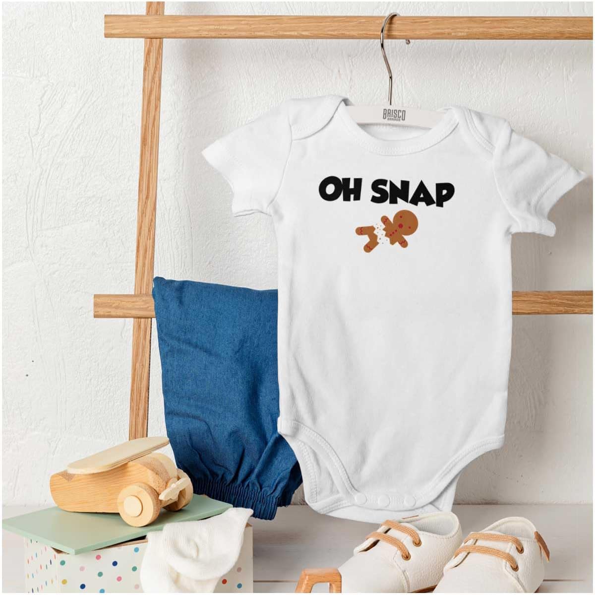 Brisco Brands Christmas Oh Snap Gingerbread Man Baby Romper Boys or Girls