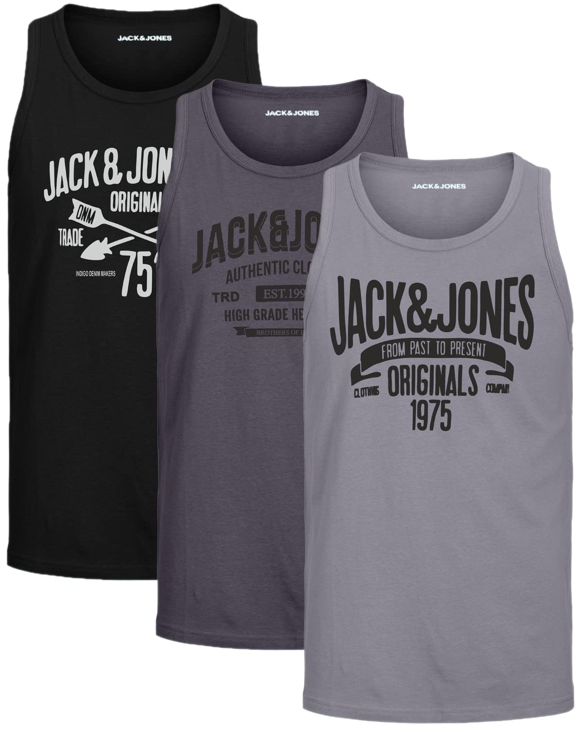 JACK & JONES Herren Tank-Tops Vielfältige Prints | Schmale Passform und atmungsaktive Baumwolle