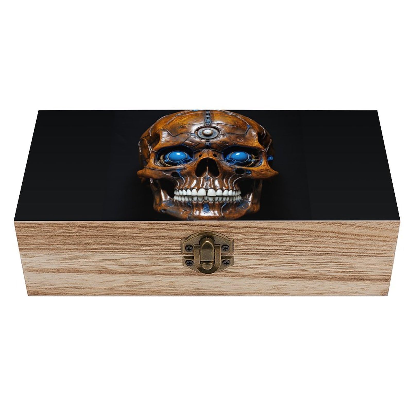 NTVOWPZO Wooden Storage Box Eyes Skull Wood Gift Box with Hinged Lid Vintage Decorative Boxes Jewelry Memory Box for Jewelry Art Hobbies Home Storage Treasure Keepsake Gift