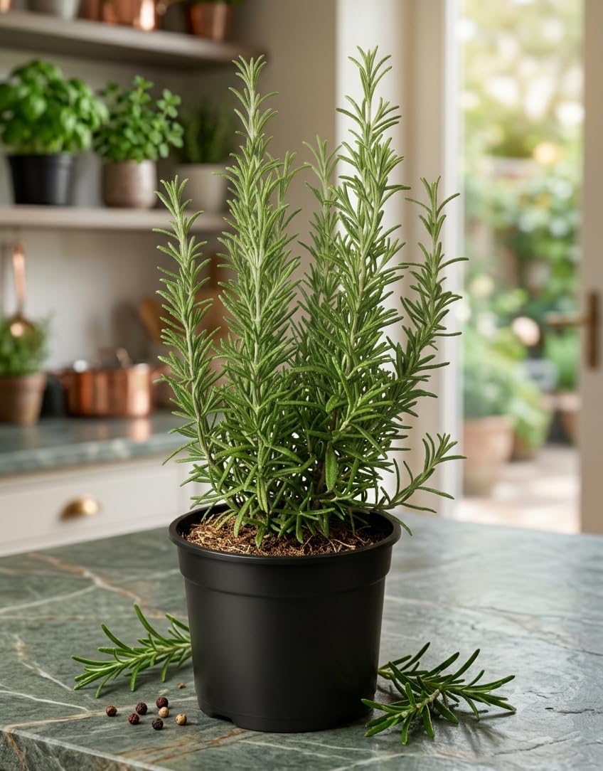 Rosemary Original Fresh Indoor Herb Plant in Nursery Pot, Fresh Culinary Herb, Indoor or Outdoor Garden Plants Live Evergreen Rosmarinus Officinalis for Medicinal Hair Growth Plant-image-33