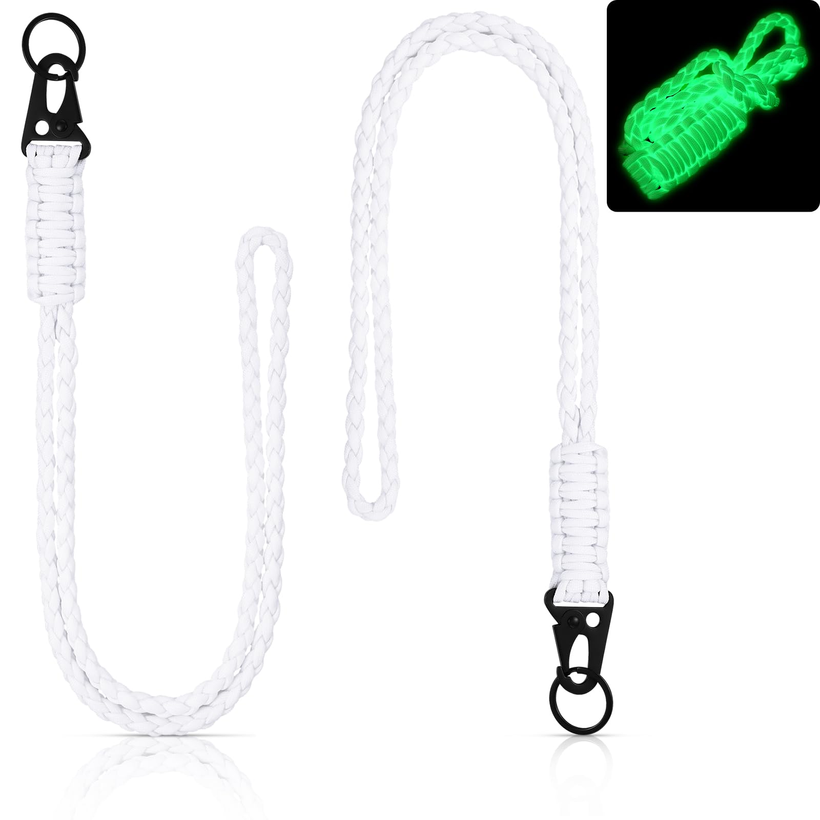 Frienda 2 Set Heavy Duty Paracord Lanyard Necklace Whistles Strap Braided 550 Keychain Lanyard for Outdoor Activities