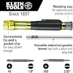 Klein Tools 32614 Multi-bit Precision Screwdriver Set, 4-in-1 Electronics Pocket Screwdriver, Professional Phillips and Slotted Bits, EDC