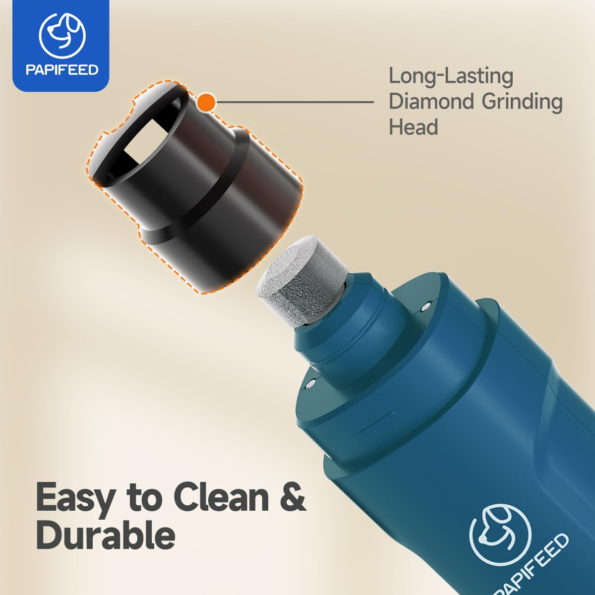 PAPIFEED Dog Nail Grinder with LED Light, Ultra Quiet 3-Speed Electric Nail File for Small Medium Large Dogs & Cats, Rechargeable Pet Nail Grinder with Trimmer (Blue) - image 8