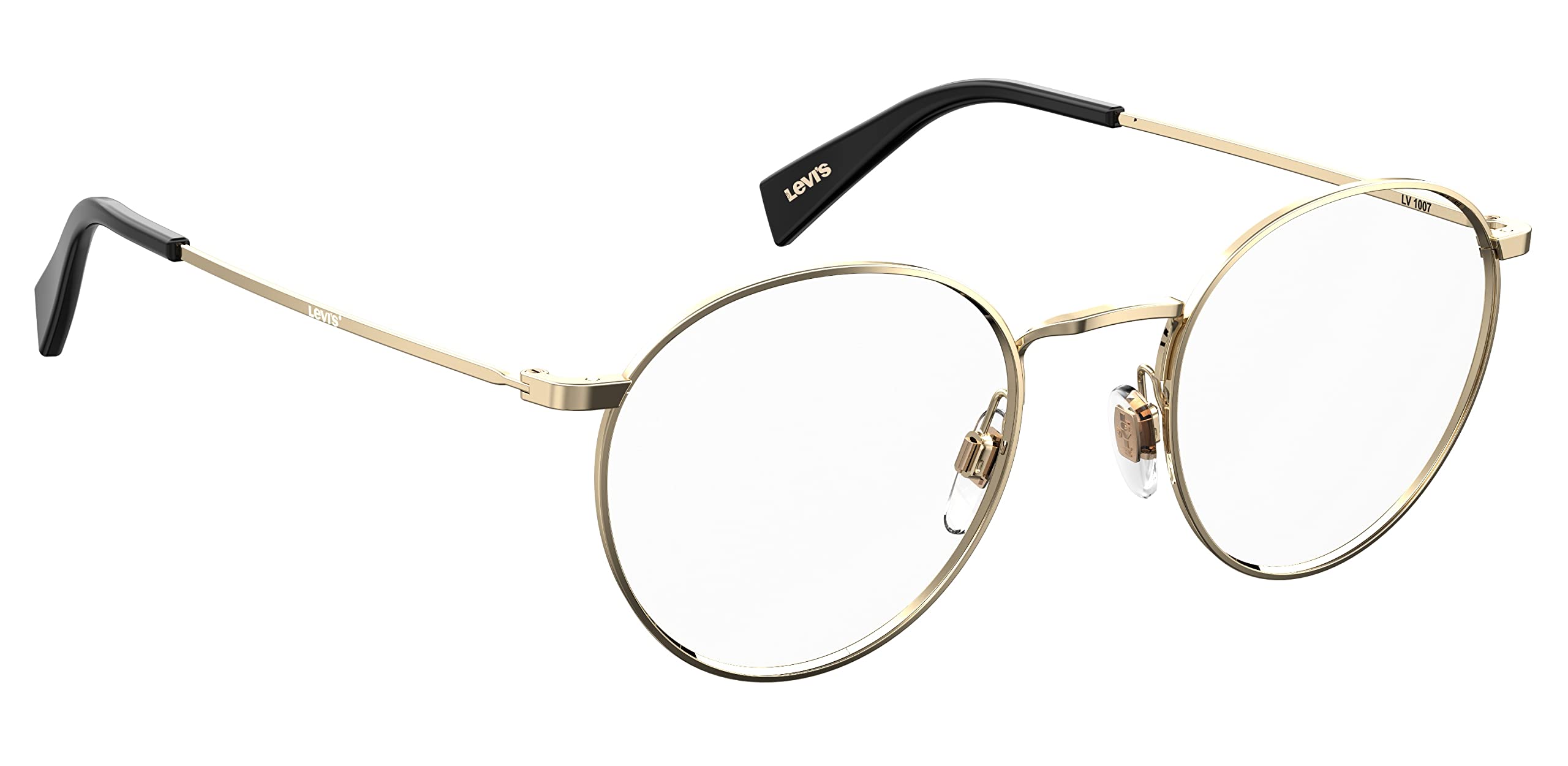 LEVI'S Brille mit Sehstärke für Herren optional mit Sonnenbrillentönung oder Blaulichtfilter, Panto, gefertigt aus Edelstahl, Modell: 103438 (inklusive Brillenetui)
