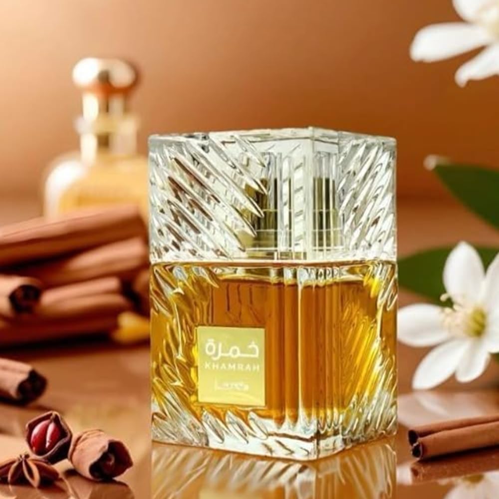 Perfume Árabe Khamrah – Fragancia Oriental Exótica y Duradera para Hombre y Mujer – 100 ml + Regalo atomizador 5 ml. (color aleatorio)